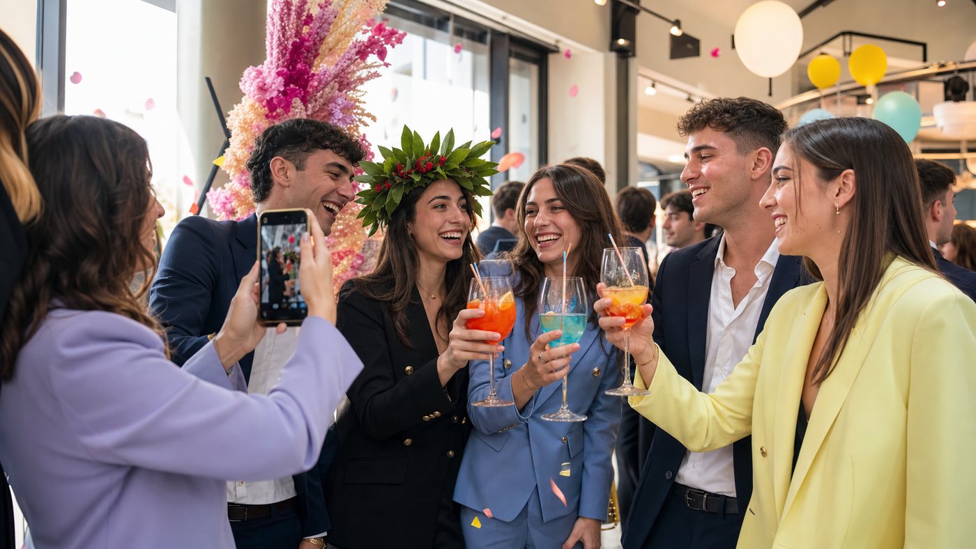 Laurea con amici che brindano