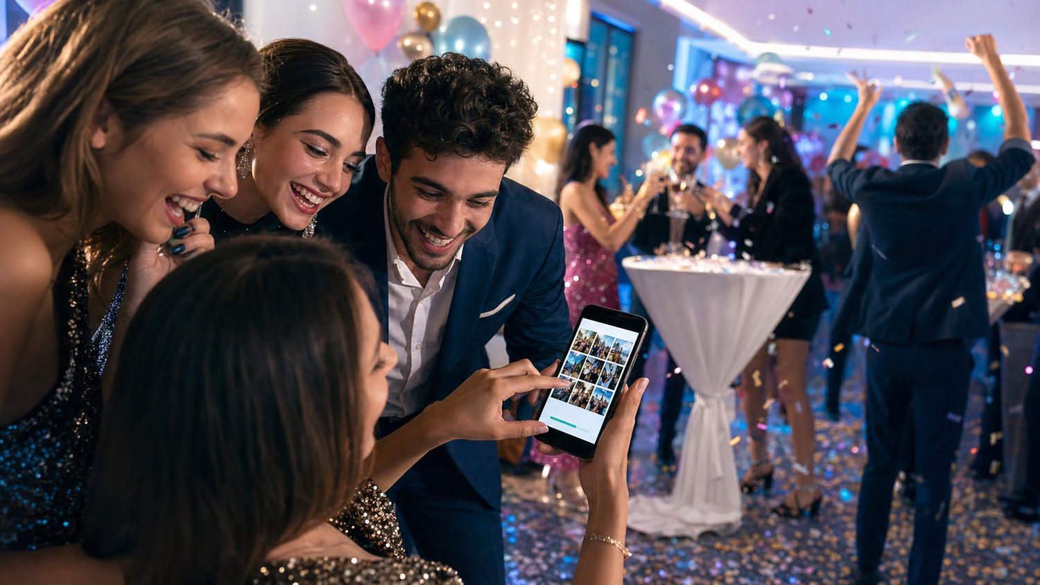 Festa privata con invitati che scattano foto e video