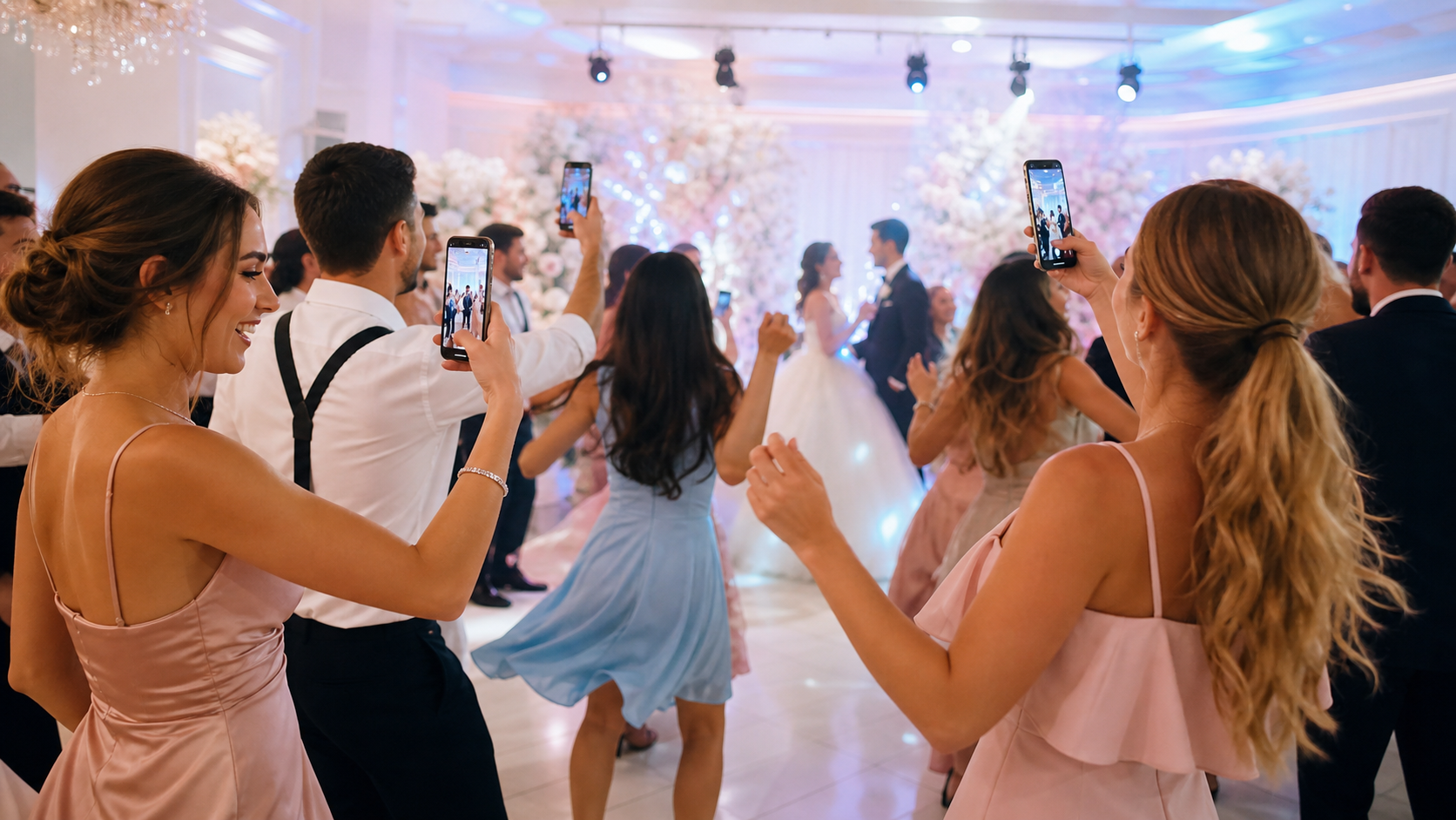 Invitati che ballano e registrano video